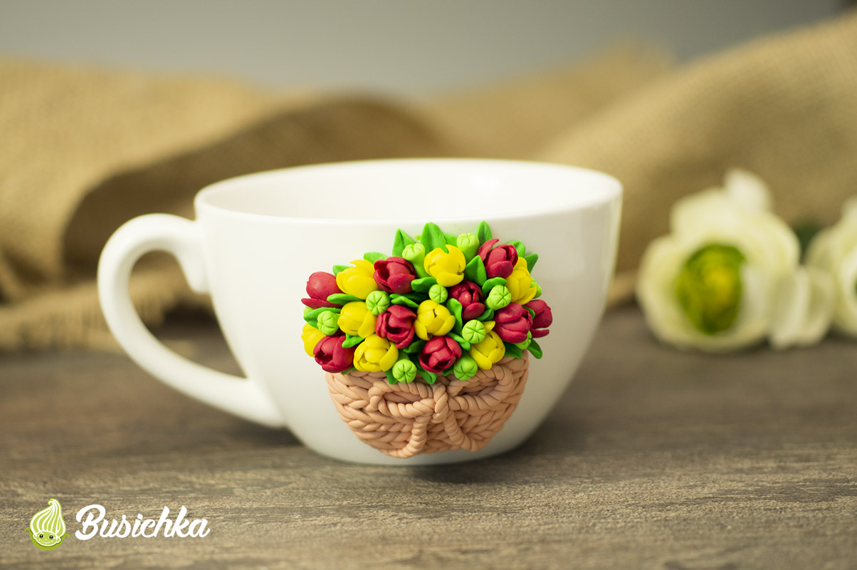 Чашка с декором Цветочная корзина